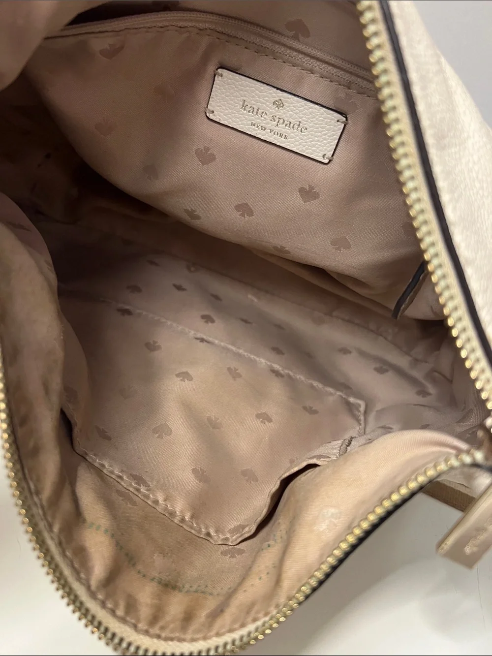 kate spade Cream Leather Crossbody with Striped Tan Strap